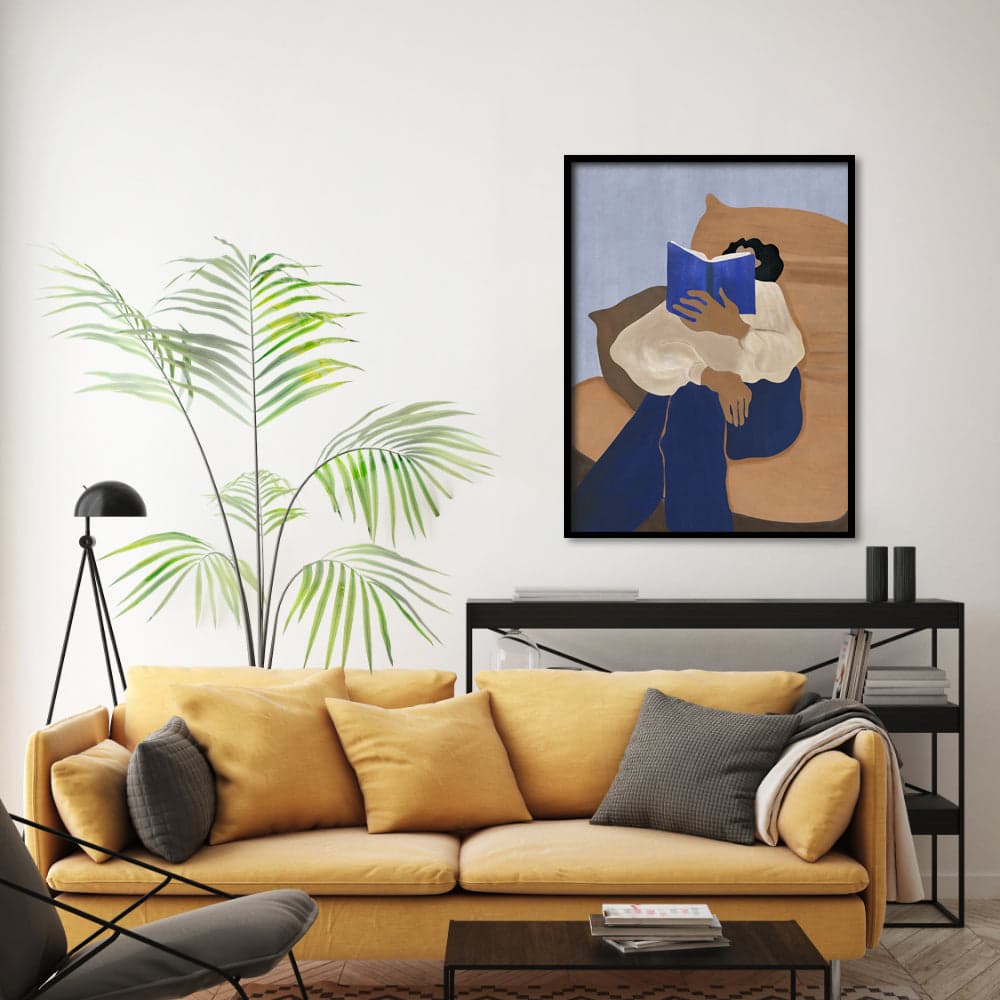 Book Worm 1 Scandinavian Canvas Wall Art Print preview 2